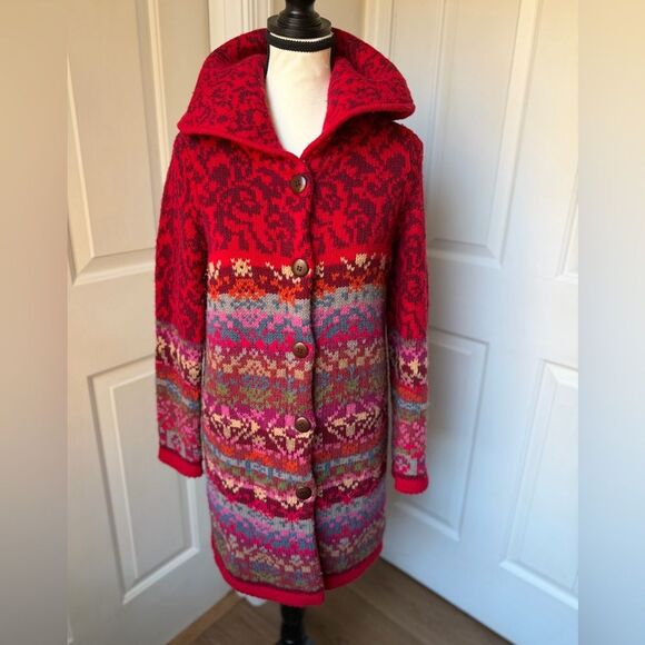Sundance Sweaters - Sundance Fair Isle Lambswool Cardigan Sweater Coat Small Petite